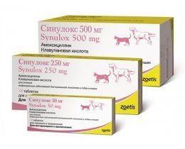 Таблетки Синулокс для лечения инфекционных заболеваний у собак и кошек, 10 шт, 250 мг