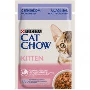 Пауч Cat Chow для котят с ягненком и кабачками в соусе, 85 г