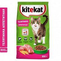 Корм сухой полнорационный Kitekat для взрослых кошек. Телятинка аппетитная, 800 г