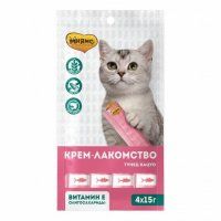 Крем-лакомство Мнямс для кошек тунцом Кацуо, 15гх4 шт