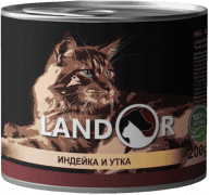 Консерва Landor, для взрослых кошек, с индейкой и уткой, 200 г