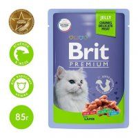Пауч Brit Premium для взрослых кошек, Ягненок в желе, 85 г