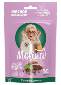 Лакомство Molina для собак мелких пород и щенков, Утиные кусочки, 50 г