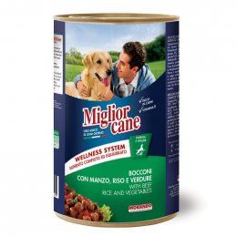 Консервы Miglior Cane для собак, кусочки с говядиной, рисом и овощами, 1,25 кг