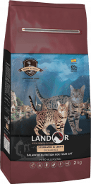 Корм Landor, для стерилизованных и с избыточным весом кошек, со вкусом утки с рисом, 400 г