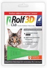 Rolf Club 3D Капли для кошек более 8-15 кг от клещей и блох.