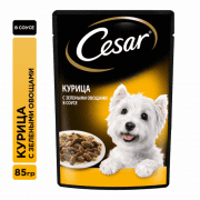Пауч CESAR® для взрослых собак всех пород, с курицей и зелеными овощами в соусе, 85 г