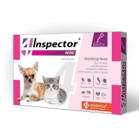Капли на холку Inspector Тотал mini от блох и клещей для кошек и собак весом 0,5-2 кг