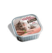 Паштет Miglior Gatto Sterilized для стерилизованных кошек, с лососем и рисом,100 г