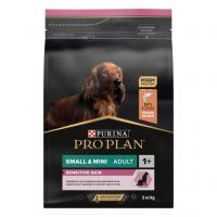 Корм Purina Pro Plan для взрослых собак мелких и карликовых пород с чувствительной кожей с лососем и рисом, SENSITIVE SKIN, 3 кг