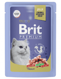 Пауч Brit Premium для взрослых кошек, Форель в желе, 85 г