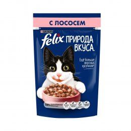 Пауч Purina Felix Природа вкуса для взрослых кошек, с лососем в соусе, 85 г