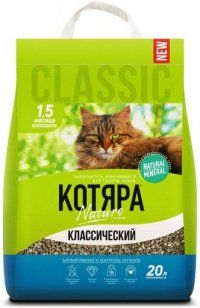 Бентонитовый комкующийся наполнитель Котяра, классический, Nature, 8,4 кг (20 л)