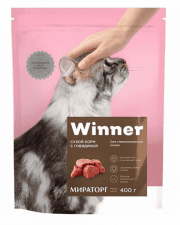 Корм WINNER для стерилизованных кошек, с говядиной, 400 г