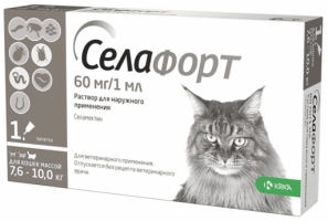 Селафорт, капли противопаразитные, для кошек от 7,6 кг до 10 кг, 1мл