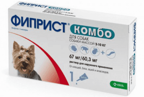 Капли Фиприст Комбо для обработки собак 2-10 кг от внешних паразитов, 0,67 мл