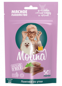 Лакомство Molina для собак мелких пород и щенков, Ломтики из утки, 50 г