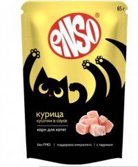 Пауч Enso для котят, кусочки в соусе с курицей, 85 г