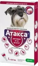 Препарат KRKA Атакса, для собак от клещей и блох и т.д, 10-25 кг, 2,5 мл