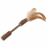 Игрушка Палочка с перьями для кошек из мататаби, NATURAL, 120/170мм