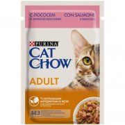 Пауч Cat Chow для взрослых кошек с лососем и зеленой фасолью в желе, 85 г