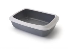 Туалет SAVIC Iriz 50 для кошек, со съёмным ободом, пластик, серый/белый, 50 х 37 х 13,5 см