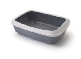 Туалет SAVIC Iriz 50 для кошек, со съёмным ободом, пластик, серый/белый, 50 х 37 х 13,5 см
