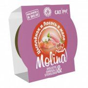 Ламистер Molina для взрослых кошек, цыпленок и лосось в желе, 75 г