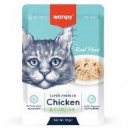 Пауч Wanpy Cat для кошек, Курица и треска, 85 г