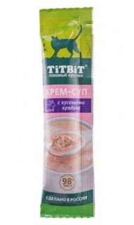 Лакомство Titbit Крем-суп для кошек с кусочками кролика, 10 г