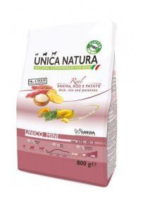 Корм Unica Natura Mini для миниатюрных и маленьких пород собак всех возрастов, утка, рис и картофель, 800 г