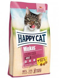 Корм Happy Cat для взрослых кастрированных котов и стерилизованных кошек всех пород, Minkas Sterilised Adult, 1,5 кг