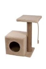 Когтеточка Cat House, Домик с боковой полкой для кошек, джут, бежевый, 31х40х58 см