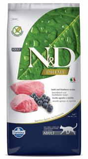 Корм Farmina N&D Cat Lamb & Blueberry Adult, для взрослых котов, беззерновой, ягнёнок и черника, 10 кг