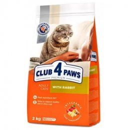 Корм Club 4 Paws для взрослых кошек, со вкусом кролика, премиум-класса, 2 кг