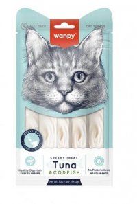 Лакомство Wanpy Cat для кошек «нежное пюре» из тунца и трески 5 шт