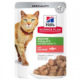 Пауч Hill's Science Plan Senior Vitality для пожилых кошек (7+)для поддержания активности и жизненной энергии, пауч с лососем, 85 г