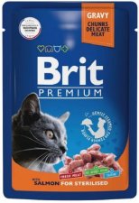 Пауч Brit для стерилизованных кошек, лосось в соусе, Premium, 85 г
