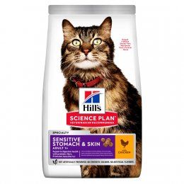 Корм Hill's Science Plan Sensitive Stomach & Skin для кошек с чувствительным пищеварением и кожей, с курицей, 1,5 кг