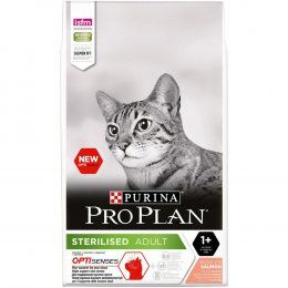 Корм Purina Pro Plan OptiSenses для взрослых кошек после стерилизации/кастрации с высоким содержанием лосося, 10 кг