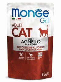 Пауч Monge Cat, для взрослых кошек, с новозеландским ягненком, Grill, 85 г
