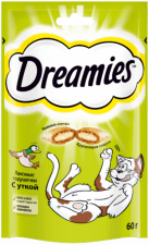 Лакомство Dreamies для взрослых кошек с уткой, 60 г