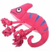 Игрушка Хамелеон плюш с канатиками и пищалкой для собак, розовая, 26 см