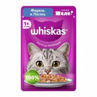 Пауч Whiskas для взрослых кошек, желе с форелью и лососем, 75 г