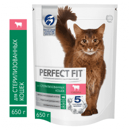 Корм PERFECT FIT™ для стерилизованных котов и кошек, с говядиной, 650 г