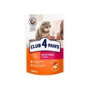 Пауч Club 4 Paws для кошек, с телятиной в соусе, 100 г
