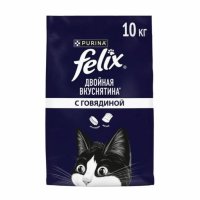 Корм Felix, для кошек, с говядина, Двойная вкуснятина, 10 кг