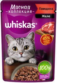 Пауч Whiskas для взрослых кошек, Мясная коллекция с говядиной, 75 г
