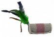 Игрушка для кошек, ролик с веревкой и с травой, серо-фиолетовая, 4х9,5 см