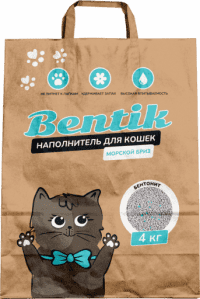 Наполнитель Bentik бентонитовый комкующийся, с ароматом морского бриза, 4 кг